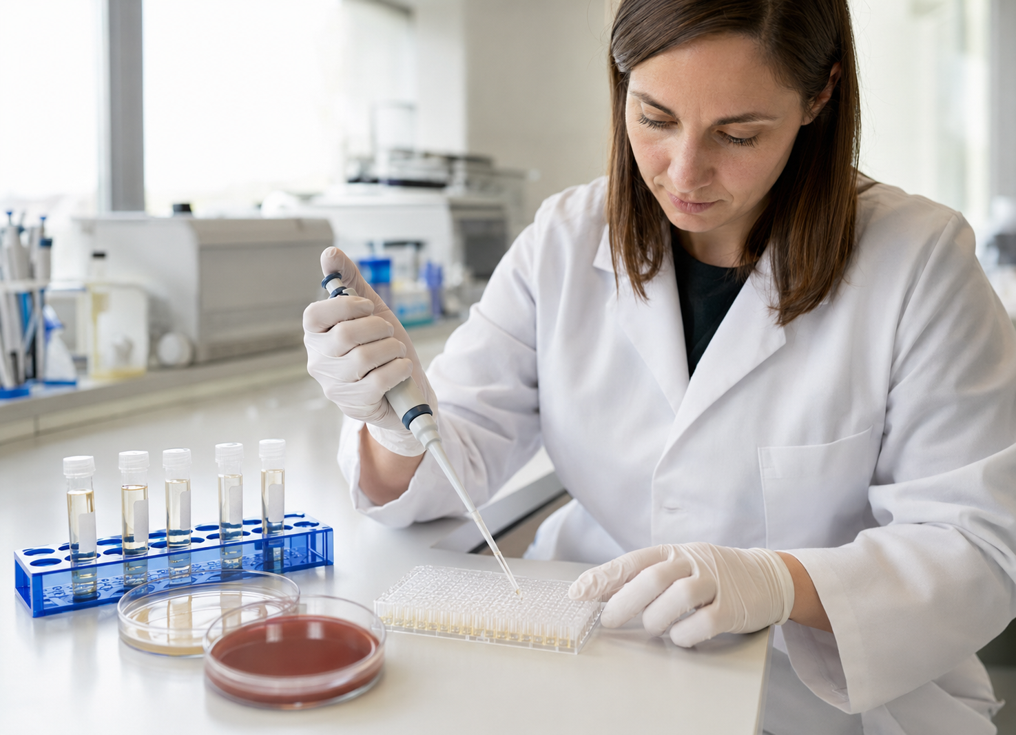Woman handling samples in a lab environment